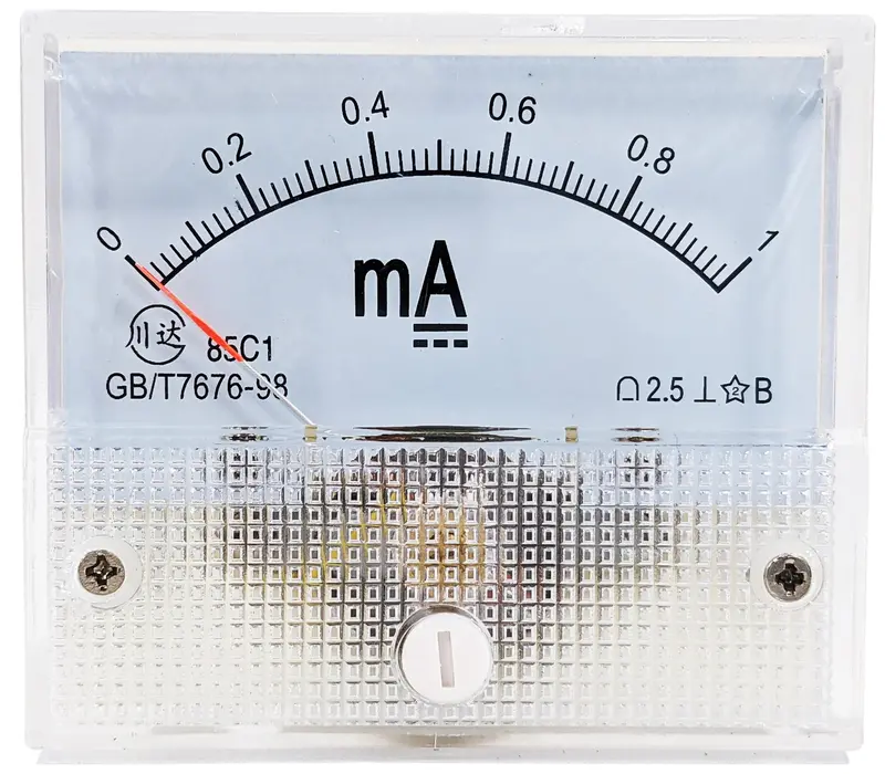 0–1 mA DC Analog Panel-Mount Ammeter with Linear Scale
