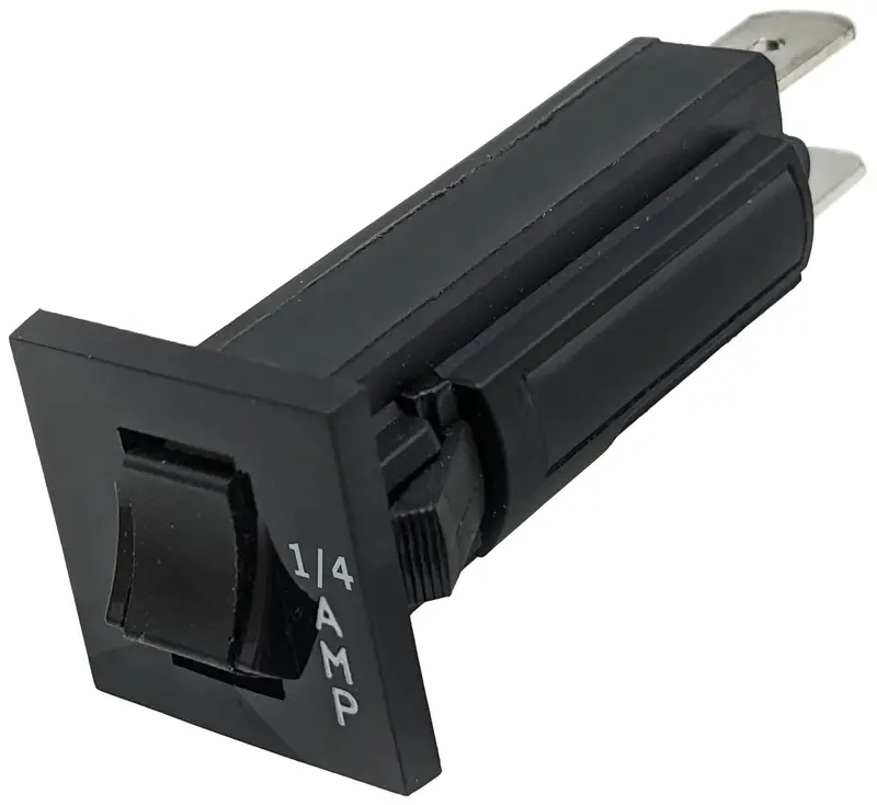 0.25A Single-Pole Thermal Circuit Breaker — 250V AC / 32V DC, Panel-Mount Snap-In Design with Reset Button