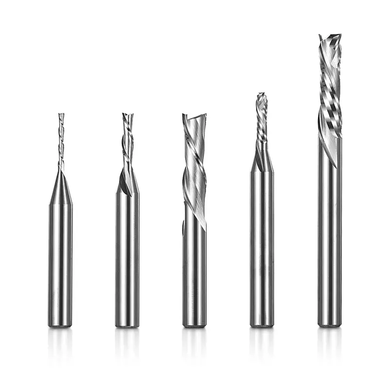 1/4″ Shank Down-Cut & Compression CNC Router Bit Set – 2-Flute Tungsten Carbide Milling Tools (5pcs)