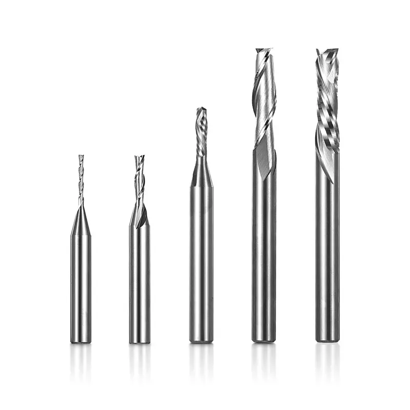 1/4″ Shank Up-Cut & Compression CNC Router Bit Set – 2-Flute Carbide Milling Tools for Aluminum, Wood & Composites (5pcs)