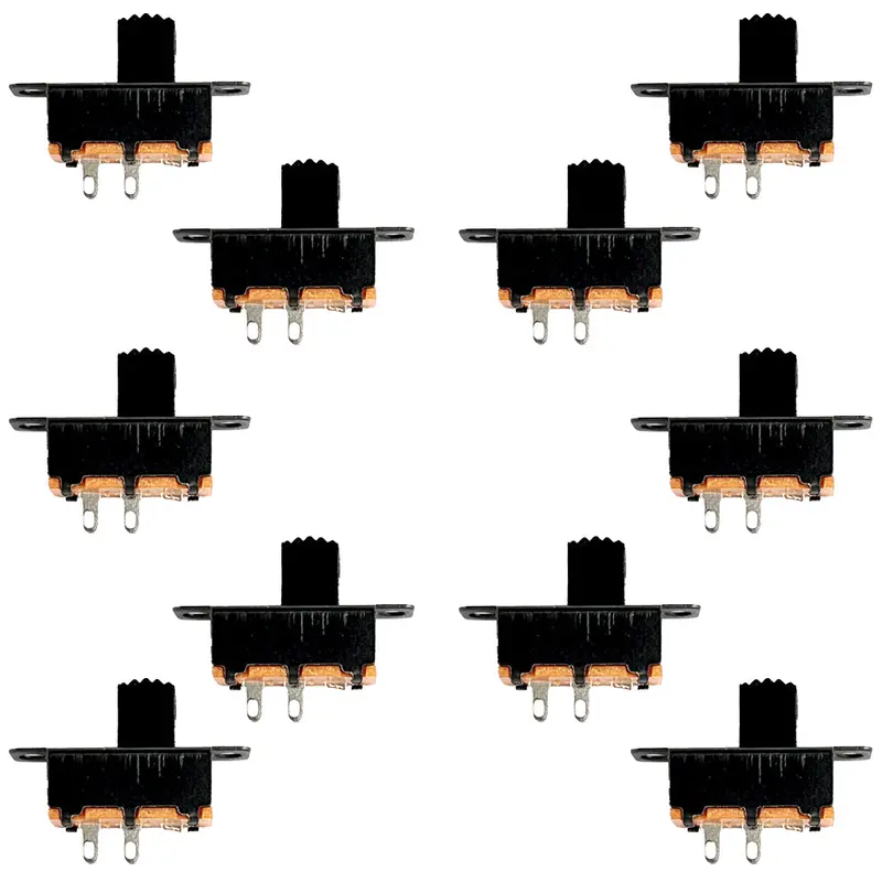10-Pack 15mm Mini SPST Slide Switch – 2-Pin Solder Lug Mount
