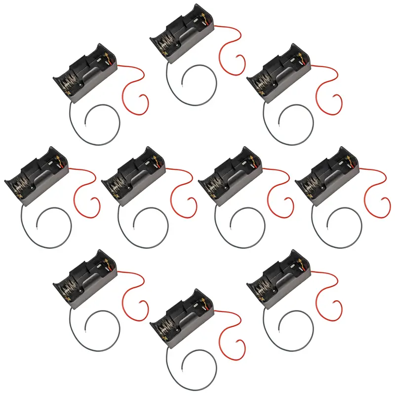 10-Pack C-Cell Battery Holder – Plastic Enclosure with Lead Wires (2.91″ × 1.69″ × 1.46″)