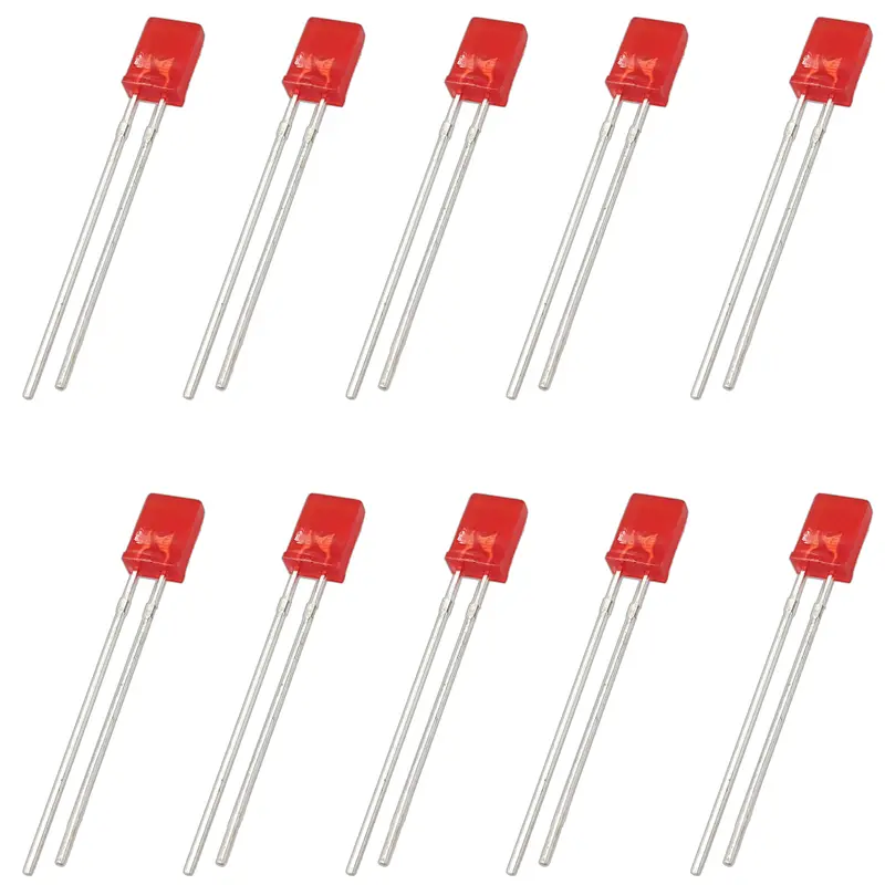 10-Pack Red Diffused Rectangular LED – 5mm × 2mm × 7mm Form Factor