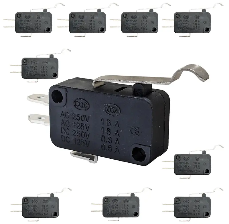 10-Pack SPDT Mini Limit Switches – Snap-Action Microswitches Rated 5A @ 250V AC with Screw Terminals