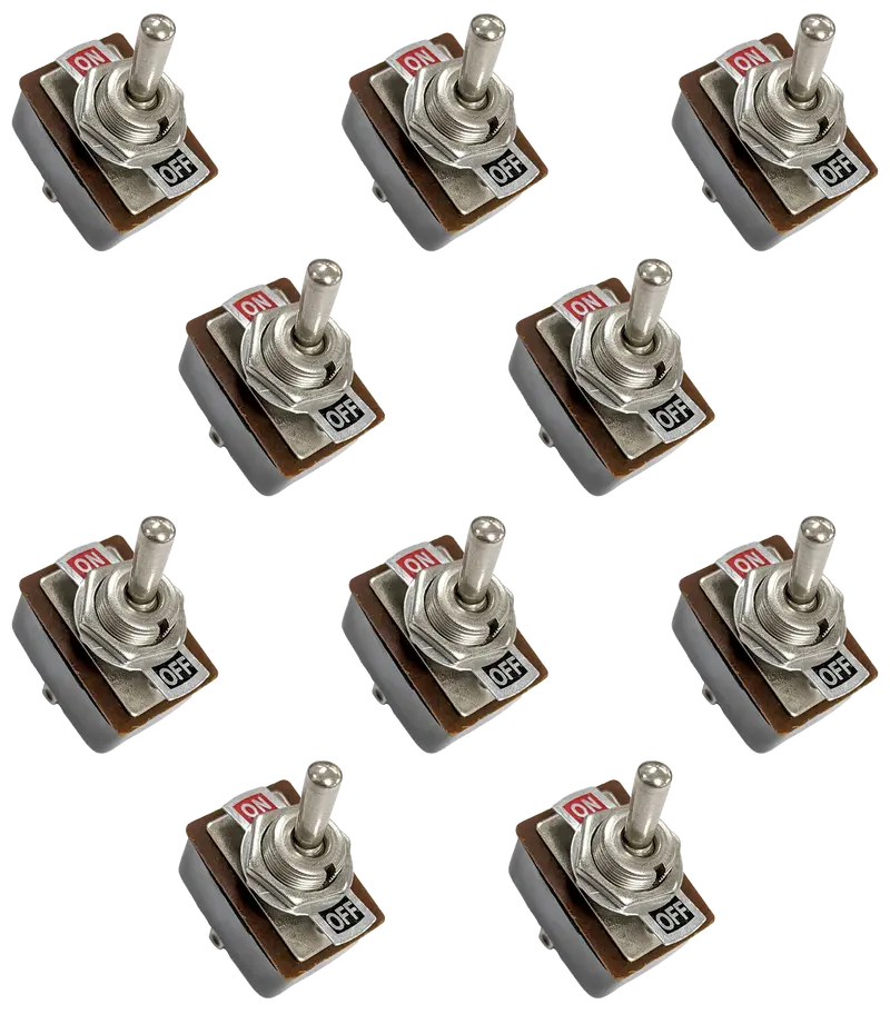 10-Pack Standard DPDT Toggle Switch – ON-OFF, 6-Pin Solder Lug