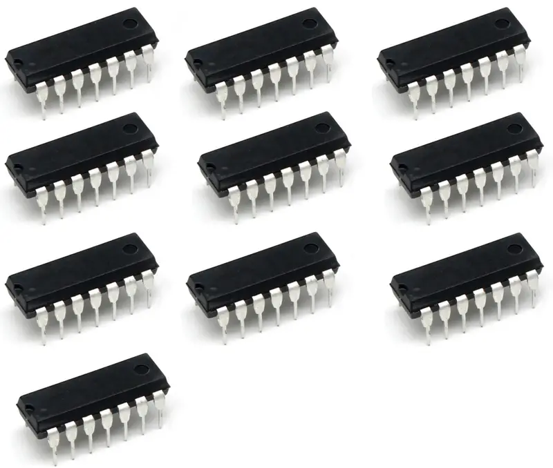 10-Pack TL074CN Low-Noise JFET Op-Amp – 14-Pin DIP, 18V Supply, 100mW Power Dissipation