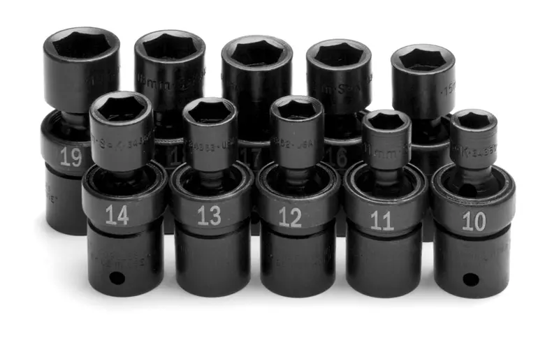 10-Piece 1/2″ Drive Metric Swivel Impact Socket Kit