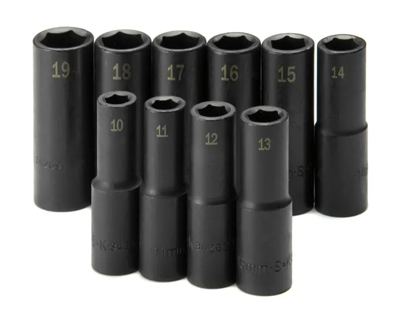 10-Piece 1/2-Inch Drive 6-Point Deep Metric Impact Socket Set