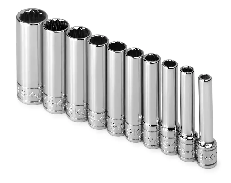 10-Piece 1/4″ Drive 12-Point Deep Fractional Chrome Socket Set