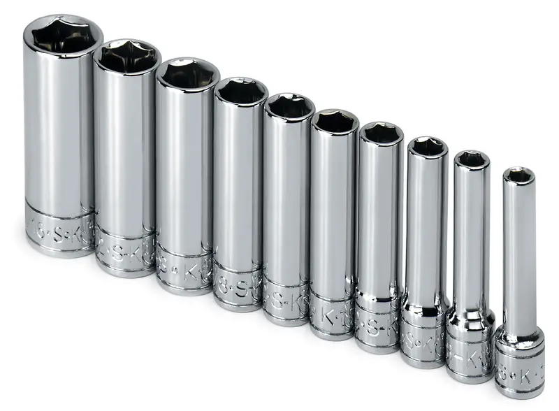 10-Piece 1/4″ Drive 6-Point Deep Fractional Chrome Socket Kit