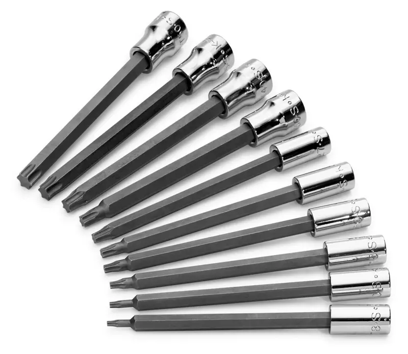 10-Piece Long-Reach TORX Bit Socket Set – 1/4″ & 3/8″ Drive