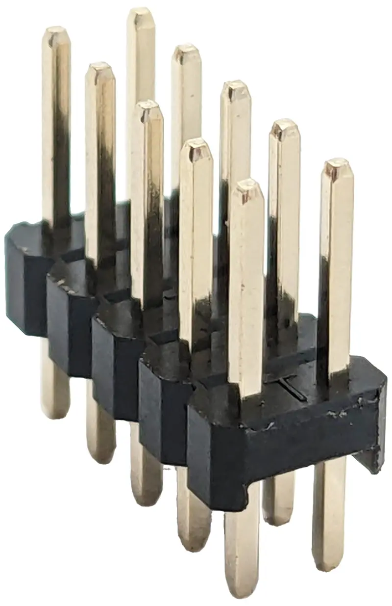 10-Pin Dual-Row Male Header – 0.025″ Square Pins, 0.1″ Pitch