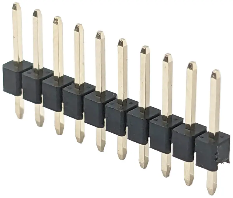 10-Pin Straight Male Header – Single Row, 0.025″ Square Pins, 0.1″ Pitch