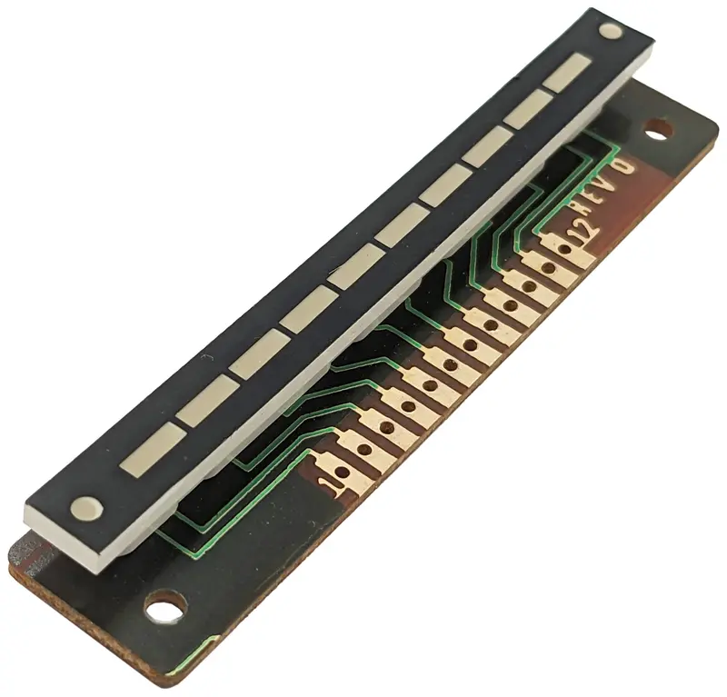 10-Segment Red LED Bar Graph Display with Integrated PCB Mounting