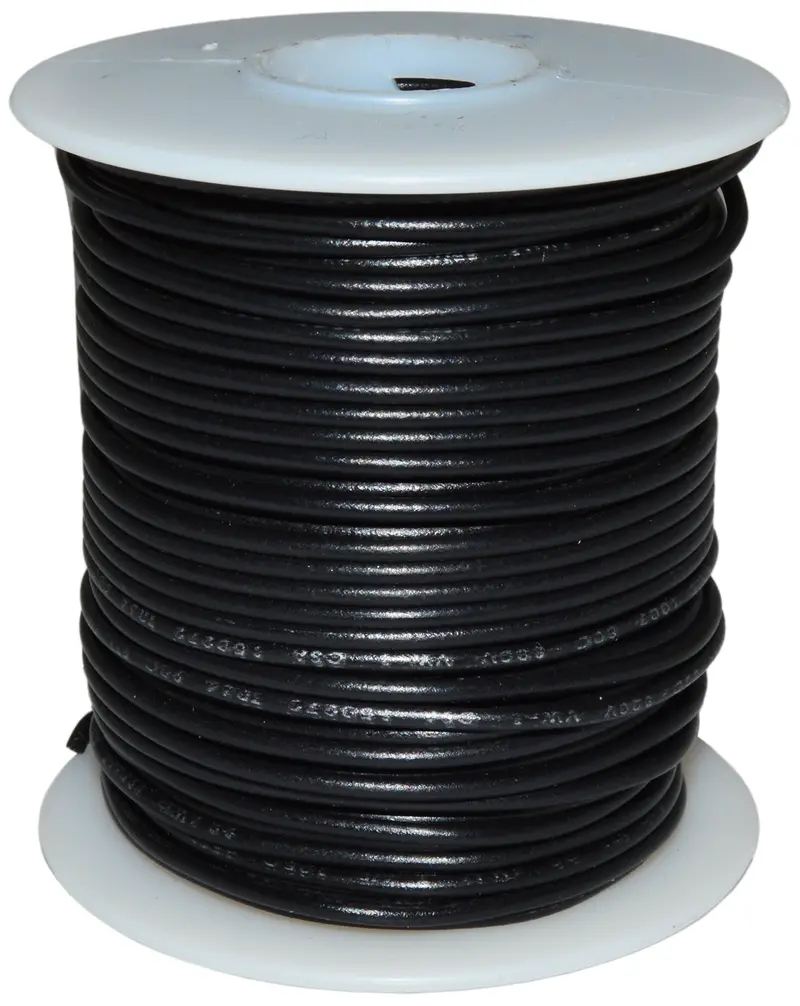 100-Foot Black 18 AWG Stranded Tinned Copper Hook-Up Wire with PVC Insulation