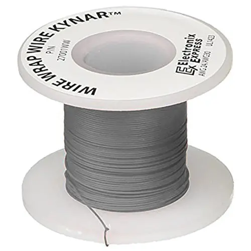 100-Foot Gray 30-Gauge Solid Kynar Wire Wrap Wire – Tinned Copper Core, PVDF Insulation