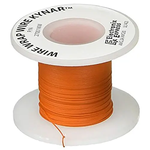 100-Foot Orange 30-Gauge Solid Kynar Wire Wrap Wire – Tinned Copper Core, PVDF Insulation