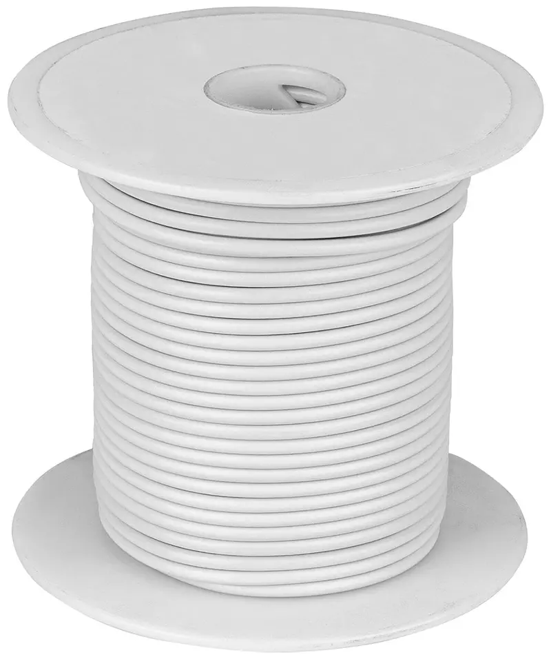 100-Foot White 16 AWG Stranded Hook-Up Wire – Tinned Copper, PVC Insulated