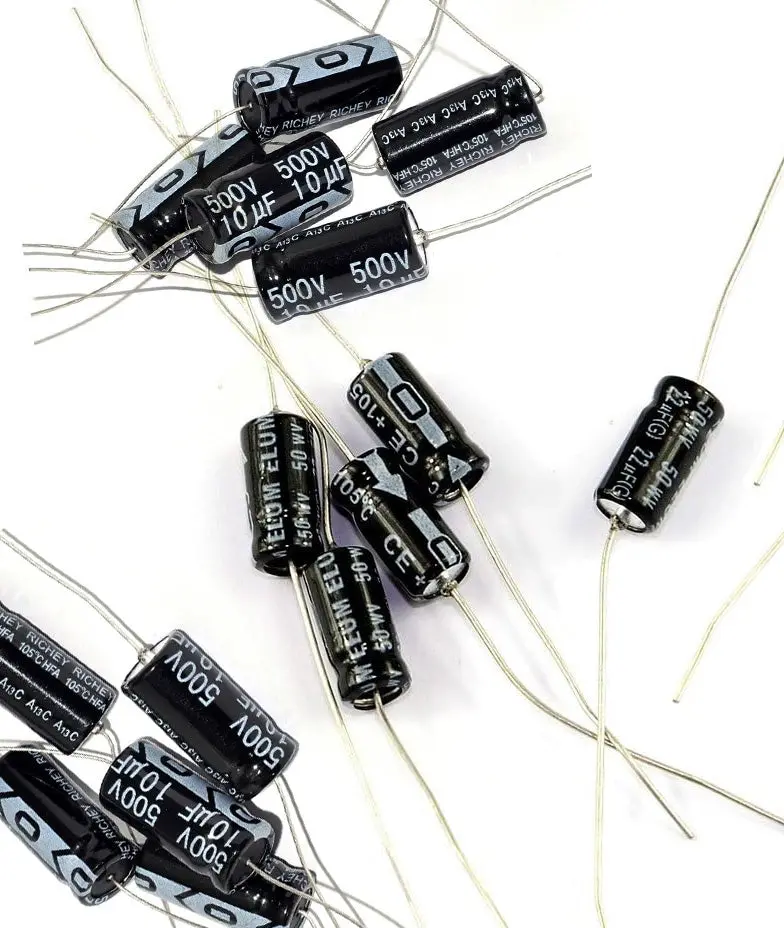 100-Pack 50V 47µF Axial-Lead Aluminum Electrolytic Capacitors