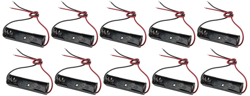 100-Pack Black AAA Battery Holders – Single-Cell, Wire-Lead Termination (1.97″ × 0.53″ × 0.49″)
