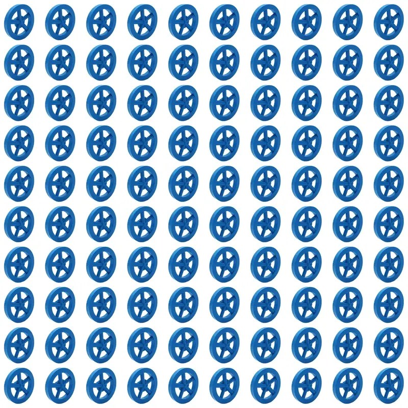 100-Pack Blue 35mm Spoked Front Wheels – Lightweight Co2 Dragster Replacement Parts