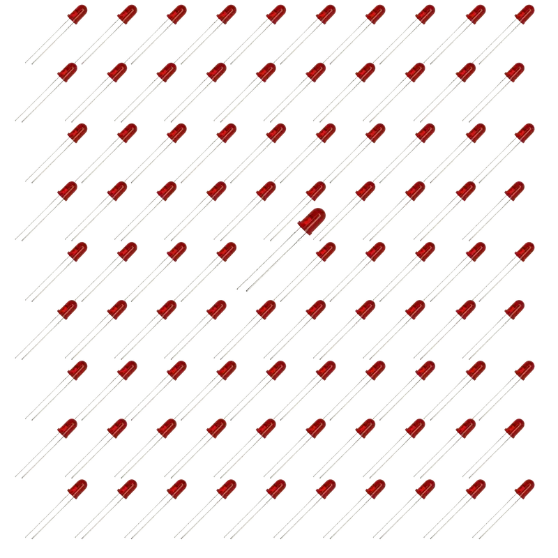100-Pack Bright Red 5mm Diffused LEDs – Soft-Light Indicators for Electronics Prototyping