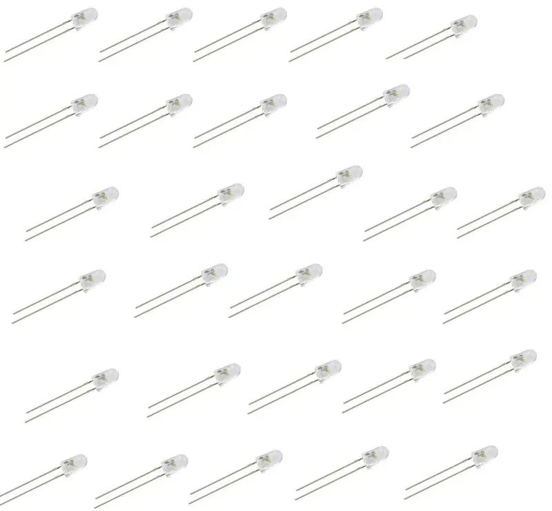 100-Pack High-Luminosity Yellow 5mm LEDs – White Clear Lens, 4000 mcd @ 20mA, 30° Viewing Angle