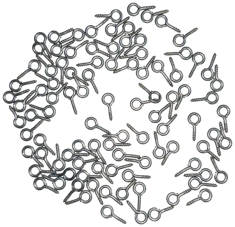 100-Pack Silver Screw Eyes – Miniature Fasteners for CO₂ Dragsters, Pinewood Derby Cars, and Craft Applications