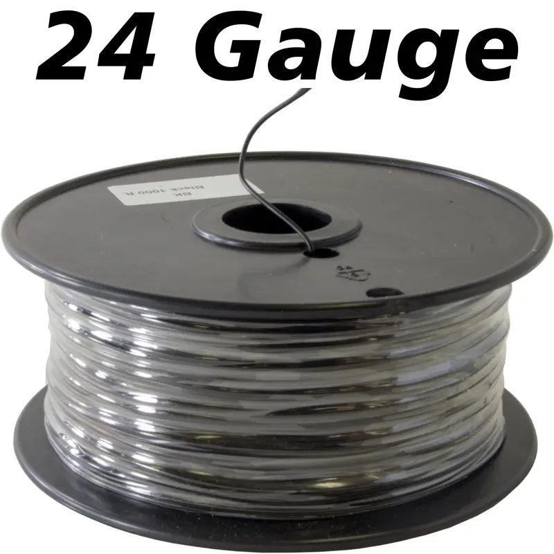 1000-Foot Black 24-Gauge Stranded Hook-Up Wire – Tinned Copper, PVC Insulated