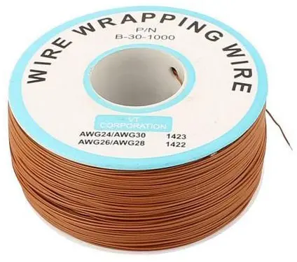 1000-Foot Brown 30-Gauge Kynar Wire Wrap – Tinned Copper Core with PVDF Insulation