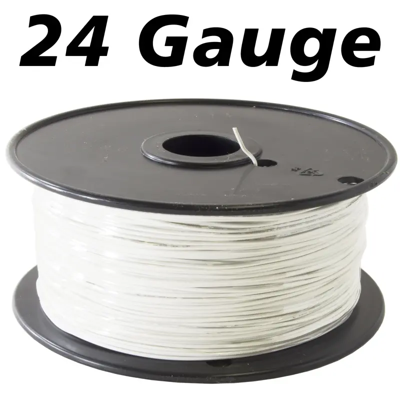 1000-Foot White 24-Gauge Stranded Hook-Up Wire – Tinned Copper, PVC Insulated
