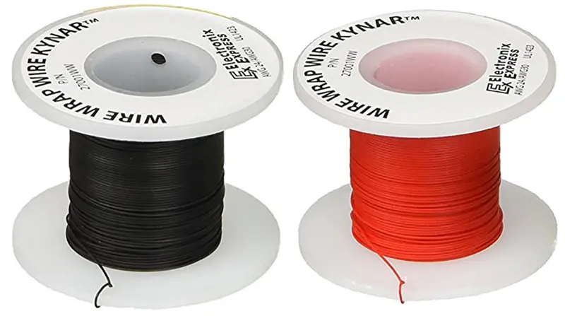 100ft Red + 100ft Black 30-AWG Kynar Wire Wrap – PVDF-Insulated Solid-Core for Electronics Prototyping
