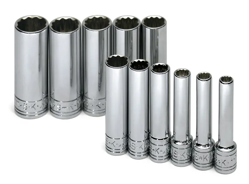 11-Piece 1/4″ Drive 12-Point Deep Metric Chrome Socket Kit