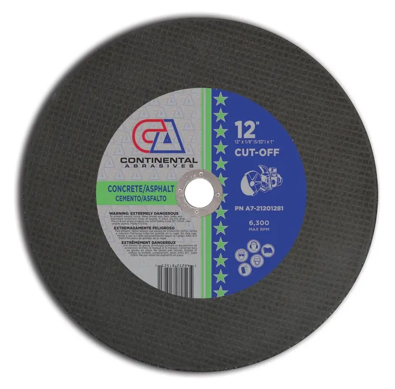 12-Inch Concrete and Asphalt Cutting Saw Wheel – Type 1 Gas Saw Blade, 1/8-Inch (5/32-Inch) Thickness, 1-Inch Hub, 10-Pack