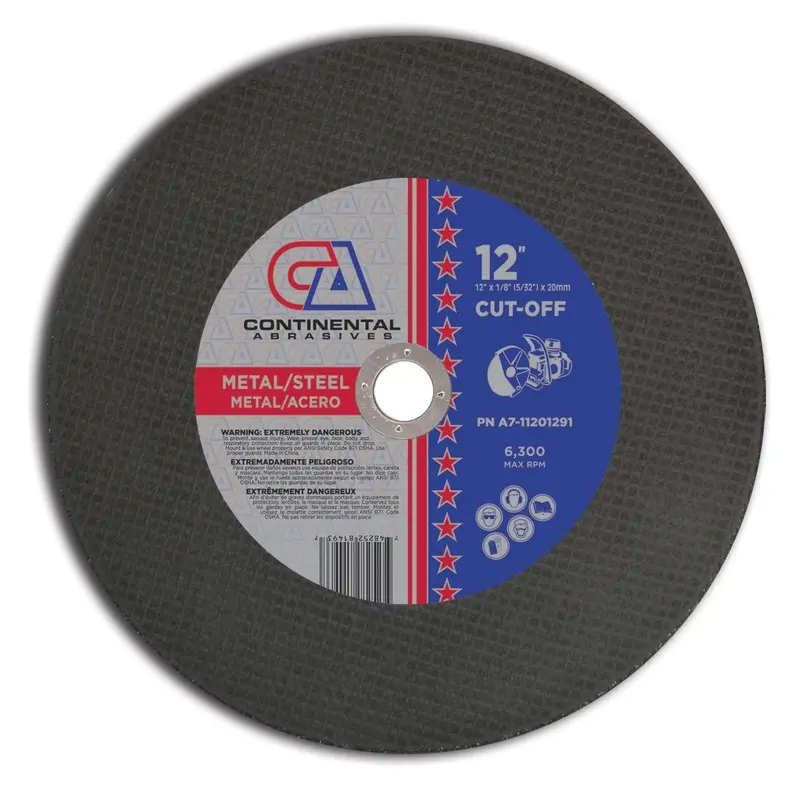 12-Inch Metal-Cutting Type 1 Gas Saw Wheel – 1/8-Inch (5/32-Inch) Thick, 20mm Hub, 10-Blade Set