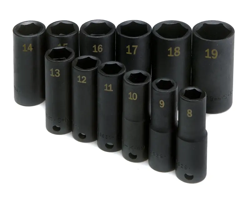 12-Piece 3/8″ Drive 6-Point Metric Deep Impact Socket Set