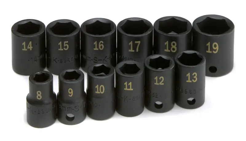 12-Piece 3/8″ Drive 6-Point Metric Standard Impact Socket Set