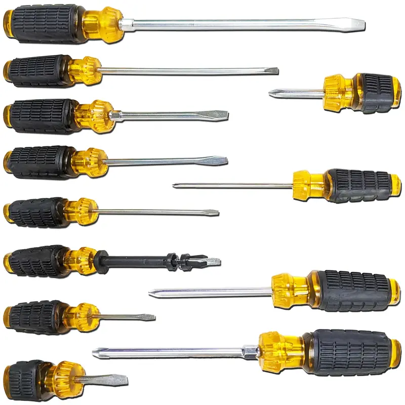 12-Piece Magnetic Screwdriver Set – Slotted & Phillips Tips with Ergonomic Rubber Grips and Anti-Roll Design