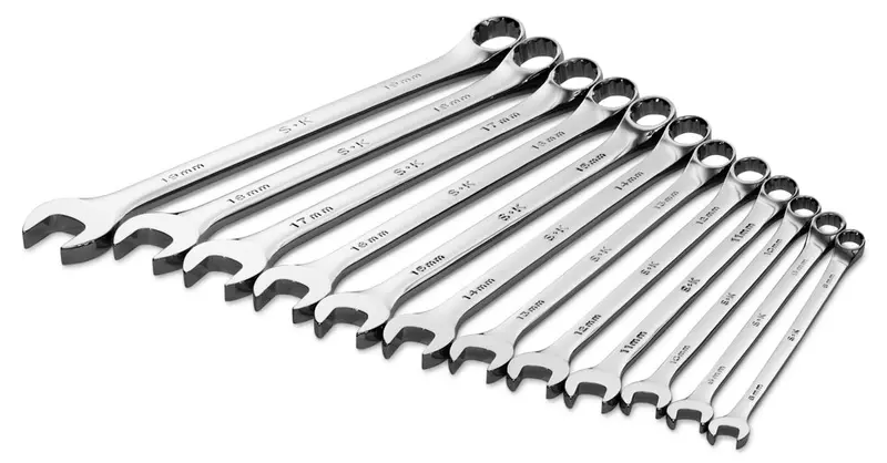 12-Piece Metric 12-Point Extended-Length Combination Chrome Wrench Set
