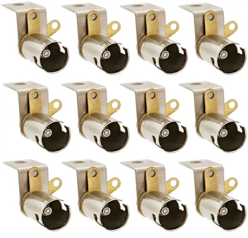 12-Unit Bayonet Lamp Socket Set – Fits 0.40″ Miniature Incandescent Bulbs (1.24″ × 0.66″ × 0.71″)