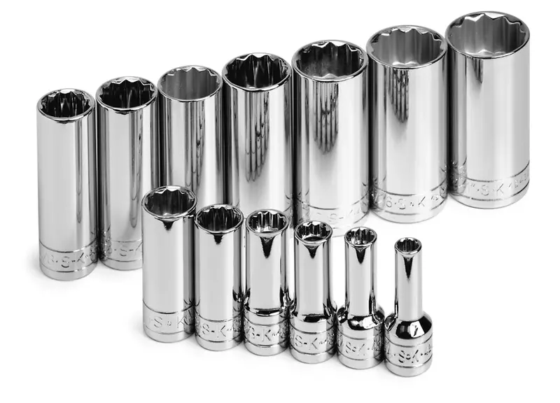 13-Piece 3/8″ Drive 12-Point Deep Fractional Chrome Socket Kit