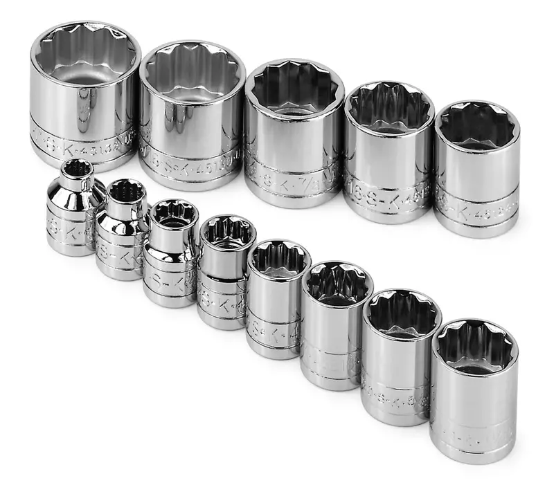 13-Piece 3/8″ Drive 12-Point Standard Fractional Chrome Socket Set