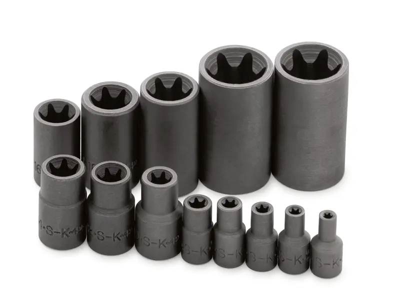 13-Piece Female TORX® Socket Set – Cross-Drive Compatibility (1/4″, 3/8″, 1/2″)