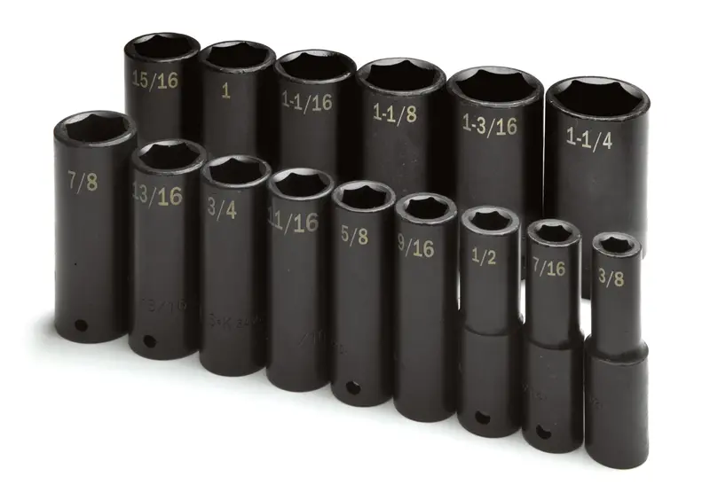 15-Piece 1/2″ Drive 6-Point Fractional Deep Impact Socket Set
