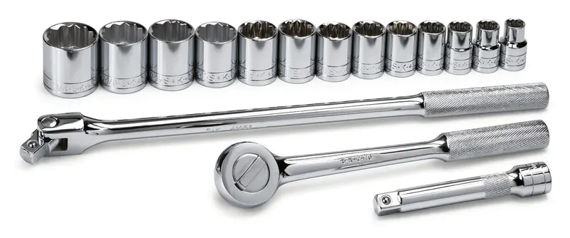 16-Piece 1/2″ Drive 12-Point Fractional Chrome Socket Set – Standard