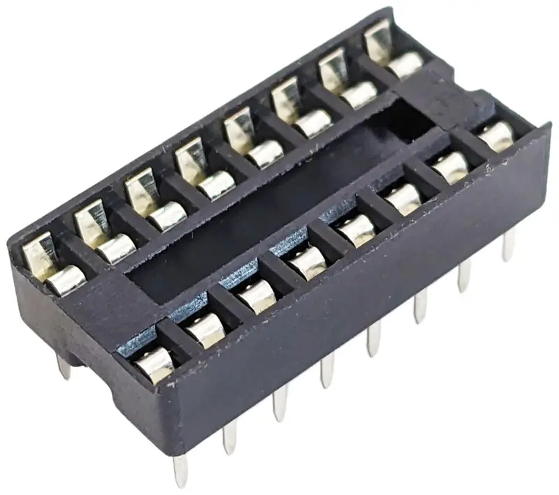 16-Pin Low-Profile DIP IC Socket – 2.54mm Pitch, 7.6mm Row-to-Row Spacing