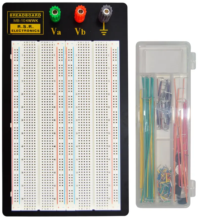 1660-Point Solderless Breadboard with 3 Binding Posts + 140-Piece Wire Kit (8.7″ × 5.9″)