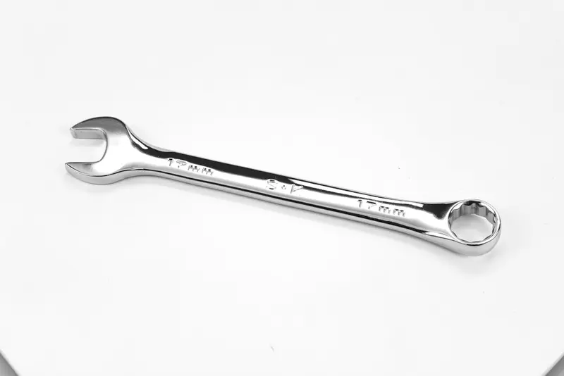 17 mm 12-Point Metric Combination Chrome Wrench – Smooth-Finish Adjustable Grip Wrench