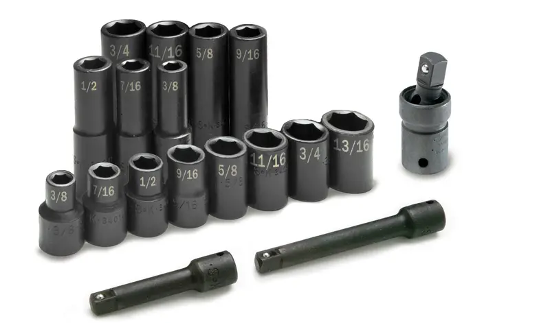 17-Piece 1/2″ Drive 6-Point SAE Impact Socket Set – Standard and Deep