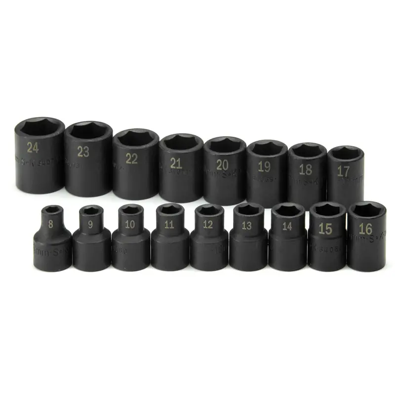 17-Piece 1/2-Inch Drive 6-Point Metric Impact Socket Set